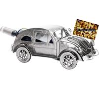 BRUBAKER Porte-Bouteilles de Vin Oldtimer en Métal Voiture Nostalgique | 32 cm Décoration de Bouteilles de Vin - Objet Décoratif avec Carte de Vœux - Cadeau de Vin pour Femmes et Hommes