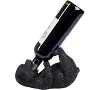 BRUBAKER Porte-Bouteilles de vin Ours assoiffé - Animaux ivres - Drôle | Bar Accessoires du vin Déco Figure peinte à la main Noir - Cadeau de vin