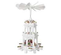 BRUBAKER Pyramide de Noël en Bois - Figurines peintes à la Main - 3 Étages - Hauteur 45 cm - Blanc