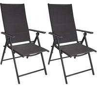 BRUBAKER Riva Lot de 2 Chaises de Jardin Pliante - Chaise à Dossier Haut réglable en 7 Positions - Rembourré - Imperméable - Anthracite