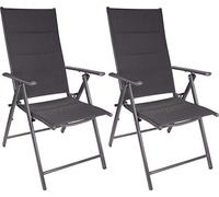 BRUBAKER Riva Lot de 2 Chaises de Jardin Pliante - Chaise à Dossier Haut réglable en 7 Positions - Rembourré - Imperméable - Gris