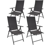 BRUBAKER, lot de 4 chaises de jardin Riva - chaises pliantes - dossiers réglables sur 7 positions - chaises pliantes résistantes aux intempéries - anthracite