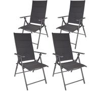 BRUBAKER Riva Lot de 4 Chaises de Jardin Pliante - Chaise à Dossier Haut réglable en 7 Positions - Gris