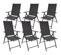 BRUBAKER, lot de 6 chaises de jardin Riva - chaises pliantes - dossiers réglables sur 7 positions - chaises pliantes résistantes aux intempéries - anthracite
