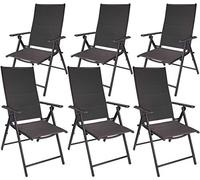BRUBAKER, lot de 6 chaises de jardin Riva - chaises pliantes - dossiers réglables sur 7 positions - chaises pliantes résistantes aux intempéries - anthracite