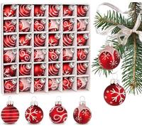 BRUBAKER Set de 36 Boules de Noël - Décorations d'Arbre de 3 cm - Mini Boules en Verre Décorées à la Main - Rouge