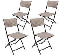 BRUBAKER Set de 4 Chaises Pliantes en Poly Rotin Imperméables et Robustes - Chaises de Balcon - Chaises de Camping pour Jardin Balcon Terrasse - Gris Marron