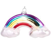 BRUBAKER - Suspension pour Sapin de Noël - Arc-en-Ciel Multicolore - Boule en Verre Soufflé - Peinte à la Main - Drôle & Originale - Décoration Arbre de Noël - 12 cm
