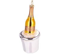 BRUBAKER - Suspension pour Sapin de Noël - Seau à Champagne - Boule en Verre Soufflé - Peinte à la Main - Drôle & Originale - Décoration Arbre de Noël - 14,6 cm