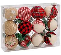 BRUBAKER - Suspensions pour Sapin de Noël - 12 Pièces - Boules revêtues de Jute - Décoration Arbre de Noël - Ø 8 cm - Rouge/Vert