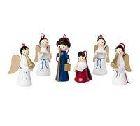 BRUBAKER - Suspensions pour Sapin de Noël - 6 Pièces - Anges, Marie et Joseph - Figurines en Bois - Peintes à la Main - Décoration Arbre de Noël