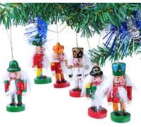 BRUBAKER - Suspensions pour Sapin de Noël - 6 Pièces - Casse-Noisettes - Figurines en Bois - Peintes à la Main - Décoration Arbre de Noël