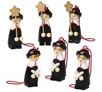 BRUBAKER - Suspensions pour Sapin de Noël - 6 Pièces - Chanteurs à l'étoile - Figurines en Bois - Peintes à la Main - Décoration Arbre de Noël