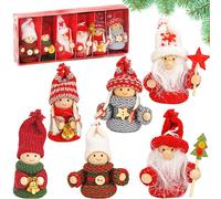 BRUBAKER - Suspensions pour Sapin de Noël - 6 Pièces - Lutins/Bonhommes tricotés - Figurines en Bois & Crochet - Décoration Arbre de Noël - Hauteur 8 cm