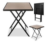 BRUBAKER Table de Jardin Bergamo - 58 x 58 cm Guéridon de Balcon Résistante aux Intempéries - Table d’Appoint Pliante en Métal avec Aspect Pierre pour Balcon et Terrasse - Beige