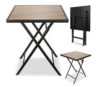 BRUBAKER Table de Jardin Bergamo - 58 x 58 cm Guéridon de Balcon Résistante aux Intempéries - Table d’Appoint Pliante en Métal avec Aspect Bois pour Balcon et Terrasse - Marron