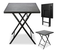 BRUBAKER Table de jardin Bergamo - 58 x 58 cm Table de balcon résistante aux intempéries - Table d'appoint pliante en métal - Table de camping carrée avec aspect pierre - Table pliante