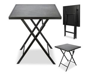 BRUBAKER Table de jardin Bergamo - 58 x 58 cm Table de balcon résistante aux intempéries - Table d'appoint pliante en métal - Table de camping carrée avec aspect pierre - Table pliante