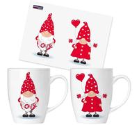 BRUBAKER Tasses à Café Nains amoureux avec Carte de Vœux - Tasses à Café pour la Saint-Valentin Noël Lutins de Noël - 300 ml Tasses