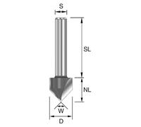BRÜCK Fraise à rainurer et à graver HW type 231 D=32 mm, NL=23,5 mm, S=8x32 mm, W=90° | 2313200903