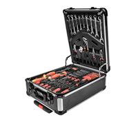 Brüder Mannesmann M29098 Mallette à outils mobile 969 pièces avec jeu de douilles, pinces, tournevis, pistolet à colle chaude, marteau, niveau à bulle et embouts