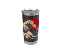 Bruh Surfing Cat Great Wave Kanagawa Culture japonaise Otaku Gobelet isotherme en acier inoxydable double paroi