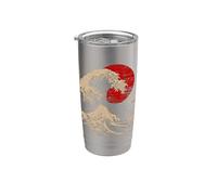Bruh Surfing Cat Great Wave Kanagawa Culture japonaise Otaku Gobelet isotherme en acier inoxydable double paroi