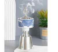 Brûle-encens en fer élégant de 20,5 cm de hauteur, alliant avec art la beauté de la porcelaine bleue et blanche et de la ferronnerie. Convient pour la décoration de la maison, peut être placé dans la