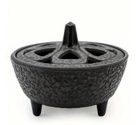 Brûle-encens en fonte et support d'insert d'encens en laiton pour l'onction, l'encens, les rituels, la décoration, les chandeliers à sept branches et plus (diamètre 7,9 cm) Taille UniqueFer