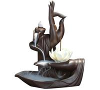 Brûle Encens Refoulement avec 10 Cônes Porte Encens en Céramique Encensoir Main de Bouddha de Lotus [46]