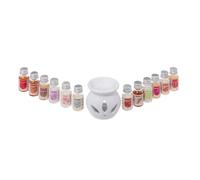 Brûle-Parfum & 12 Flacons d'Huiles 10ml Blanc