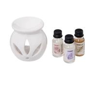 Brûle-Parfum & 3 Flacons d'Huiles Pura 10ml Floral