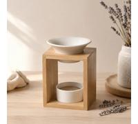 Zen'Arôme Brûle-parfum Arina – Diffuseur huile essentielle, bois et céramique – 12 cm