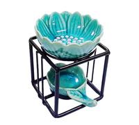 Brûle Parfum | Brûleur À Huile Essentielle, Fondants Parfumés, Brûleur De Cire en Céramique, Support D'aromathérapie Chauffe-Cire Assorti, Diffuseur Parfumé Bougie À Motif Floral, 8x8.5x9.5cm