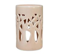 Brûle Parfum Brûleur Fondant Cire Parfumée - Diffuseur Huile Essentielle et Parfum - Bougeoir Photophore Aromathérapie en Céramique Beige avec Projection de Lumière - Hauteur : 11 cm - Zen’Arôme