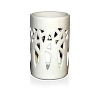 Brûle Parfum Brûleur Fondant Cire Parfumée - Diffuseur Huile Essentielle et Parfum - Bougeoir Photophore Aromathérapie en Céramique Blanche avec Projection de Lumière - Hauteur : 11 cm - Zen’Arôme