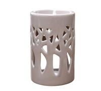 Brûle Parfum Brûleur Fondant Cire Parfumée - Diffuseur Huile et Senteur - Bougeoir Photophore Aromathérapie en Céramique avec Projection de Lumière - H 11 cm Forêt Gris- Zen’Arôme