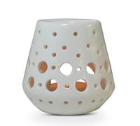 Brûle Parfum Brûleur Fondant Cire Parfumée - Diffuseur Huile et Senteur - Bougeoir Photophore Aromathérapie en Céramique avec Projection de Lumière - H 9 cm Loob Blanc - Zen’Arôme