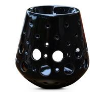Brûle Parfum Brûleur Fondant Cire Parfumée - Diffuseur Huile et Senteur - Bougeoir Photophore Aromathérapie en Céramique avec Projection de Lumière - H 9 cm Loob Noir - Zen’Arôme