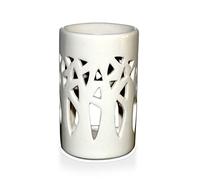 Brûle Parfum Brûleur Fondant Cire Parfumée - Diffuseur Huile et Senteur - Bougeoir Photophore Aromathérapie en Céramique avec Projection de Lumière - H 11 cm Forêt Blanc- Zen’Arôme