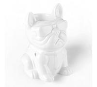 Brûle-Parfum Céramy Boubou Blanc - Atmosphère Parfumée - Objet Artisanal à la Mode -Aromathérapie Facile - Brûleur Fondant parfumé - Déco Bouledogue - Figurine Chien - 45 ML - H 15,5cm - Zen’Arôme