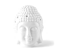 Brûle-Parfum Céramy Bouddha Dhyana Blanc - Atmosphère Parfumée - Objet Artisanal Zen -Aromathérapie Facile - Brûleur Fondant parfumé - Déco FengShui - Tête Bouddha - 40 ML - H 14cm - Zen’Arôme
