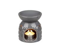 Brûle-Parfum en céramique fleurs grises - Hauteur 11 cm - Largeur 9.5 cm - Profondeur 9.5 cm