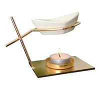 Brûle Parfum En Forme De Bateau En Céramique Et Métal