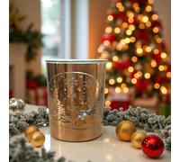 Brûle-parfum métal cuivré - motif arche de noël laser - coupelle verre 50 ml