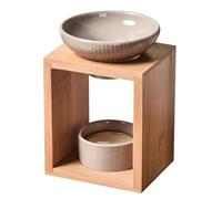 Zen'Arôme – Brûle‑parfum Yona – Brûleur fondant en bois et céramique – 12 cm