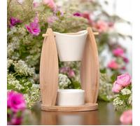 Brûle-parfum - ZEN'ARÔME - Voile - Céramique et Bambou - H: 12 cm - Diffuseur d'huiles essentielles