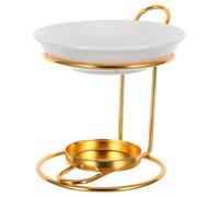 Brûleur à Cire en Fer et Céramique, Porte-Bougie Chauffe-Plat | Plateau Intégré, Poignée Portable, Chauffage Uniforme, pour Huiles Essentielles et Bougies Chauffe-plat