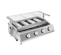 Brûleur à gaz 4 brûleurs, barbecue à gaz portable en acier inoxydable | Barbecue à gaz professionnel 2800 Pa - Hauteur réglable de 0 à 7 cm - Pour camping, réunions et activités de plein air