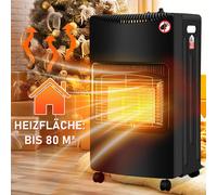 Brûleur à gaz céramique ISOISL, 4200 watts, avec 3 niveaux de puissance, système de sécurité en cas de manque d'oxygène, tuyau de gaz et régulateur, 5 roulettes, incluant 2 adaptateurs EU